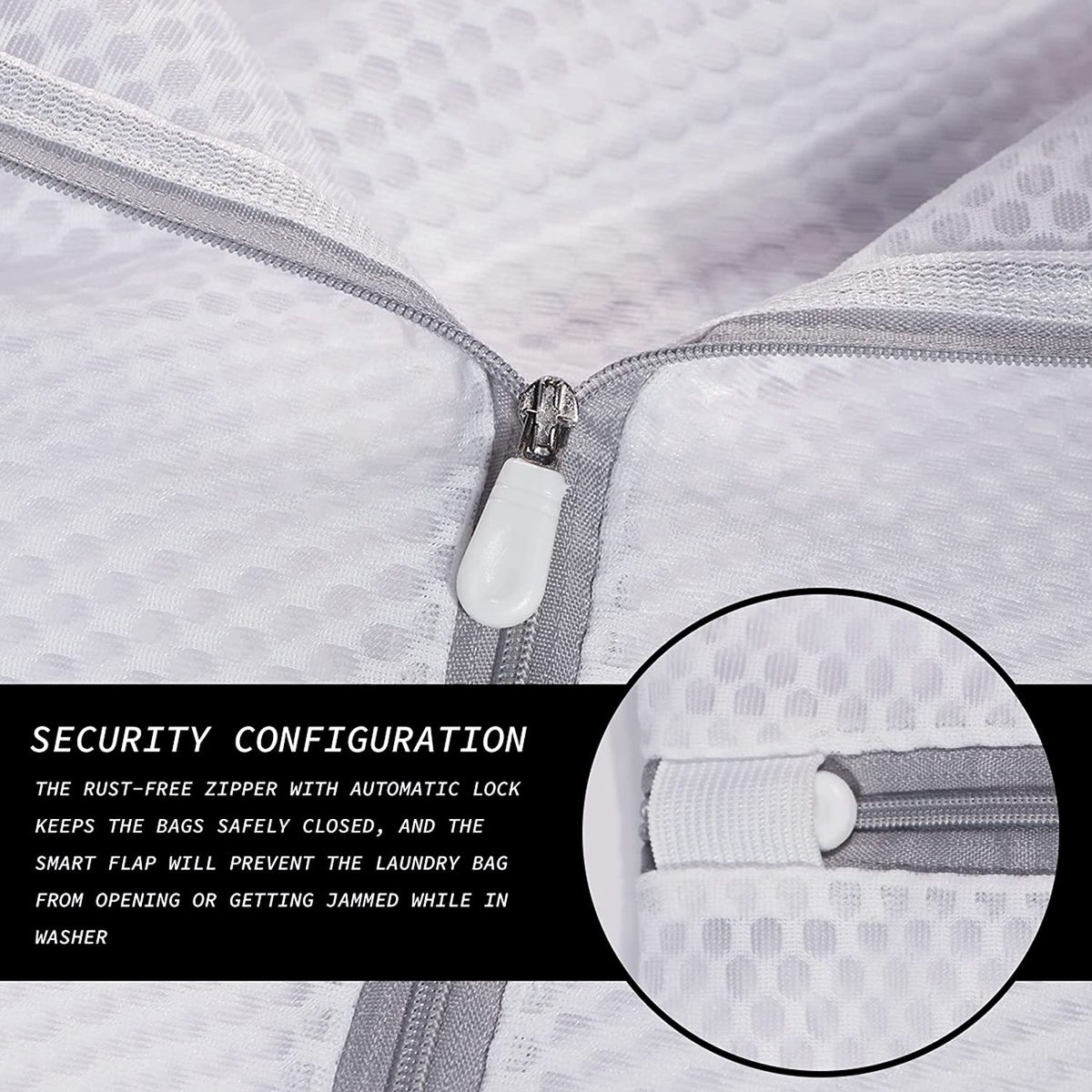 A bag filled with delicates and zipped shut ready for the machine