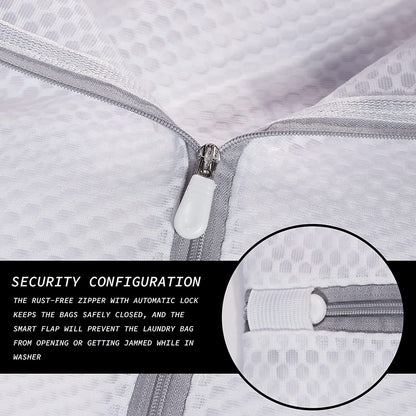 A bag filled with delicates and zipped shut ready for the machine