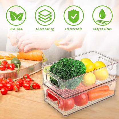BPA free, freezer safe and easy to clean, shown with fresh vegetables