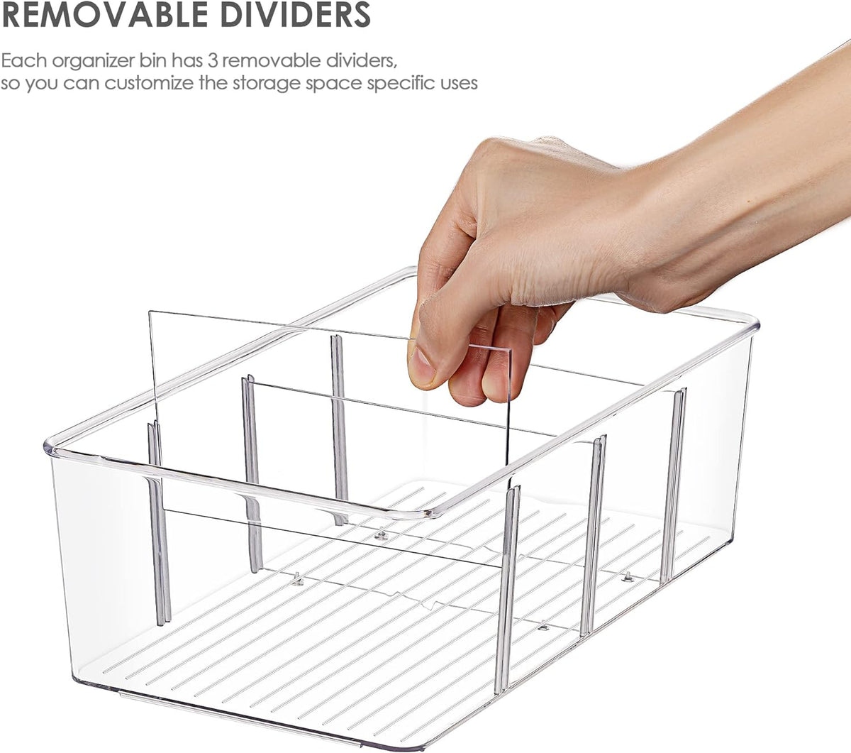 A divider being lifted out of a bin