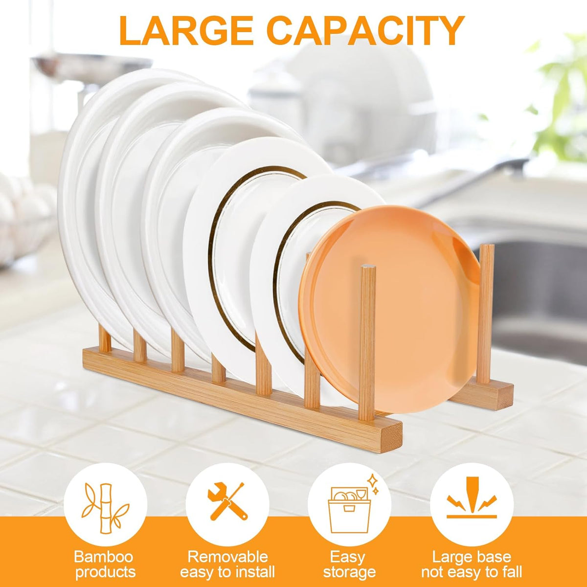 Bamboo Plate Rack, Pair — view 5