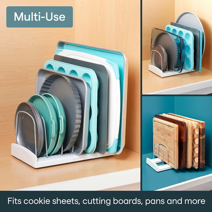 Also holding cookie sheets, cutting boards and pans