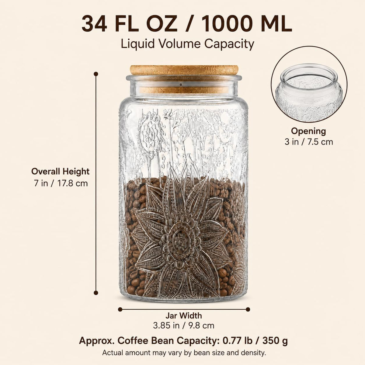 Glass Canister with Bamboo Lid, 1L — view 4