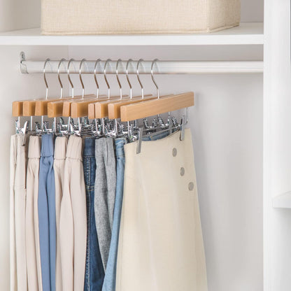 Wooden Trouser Hangers with Clips, 10 Pack — view 4