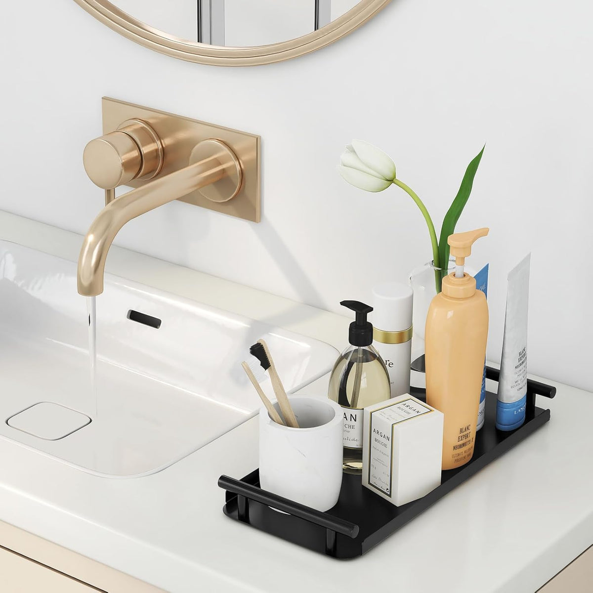 Handles at both ends, so the loaded tray lifts off in one movement