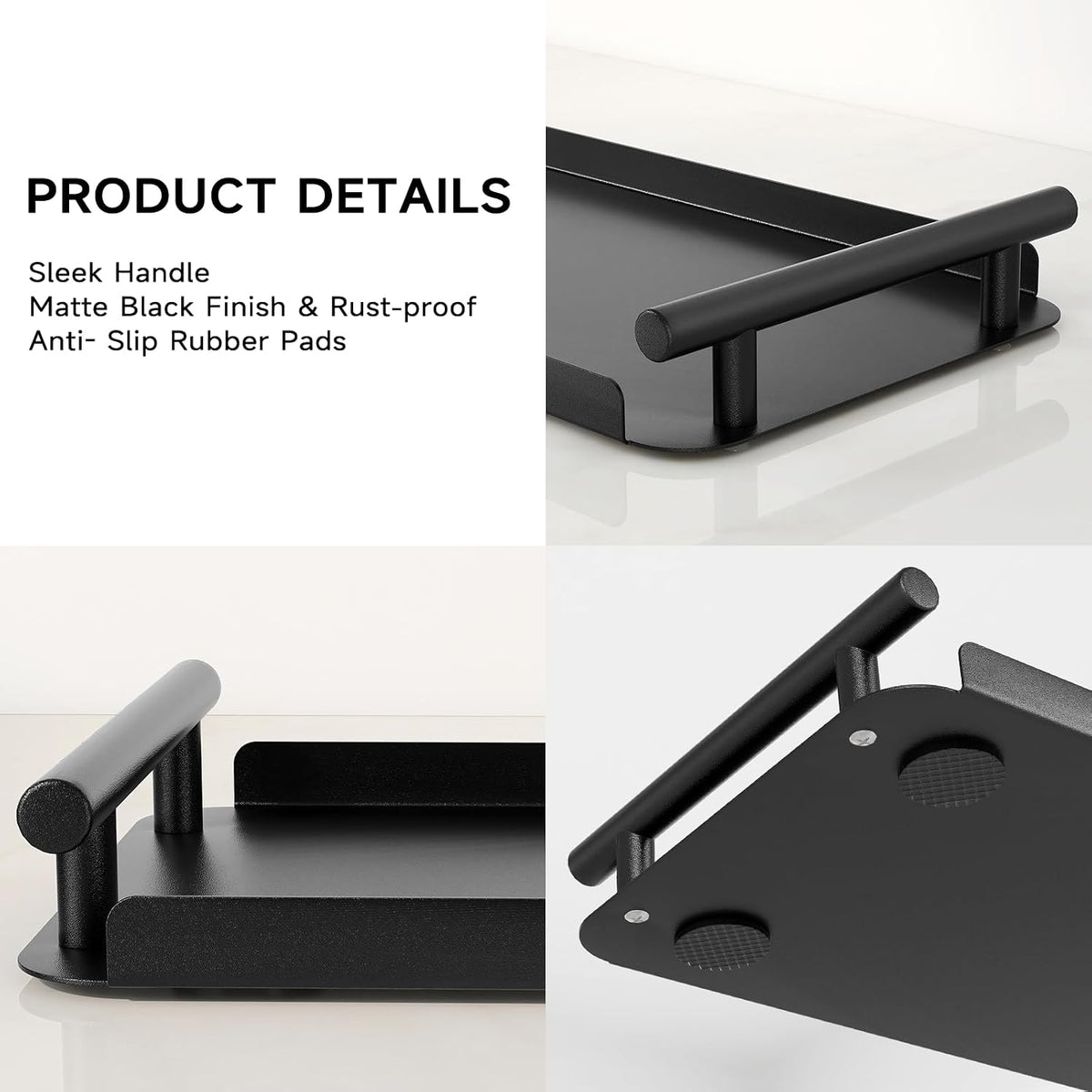 Close-up of the black stainless steel finish and raised lip