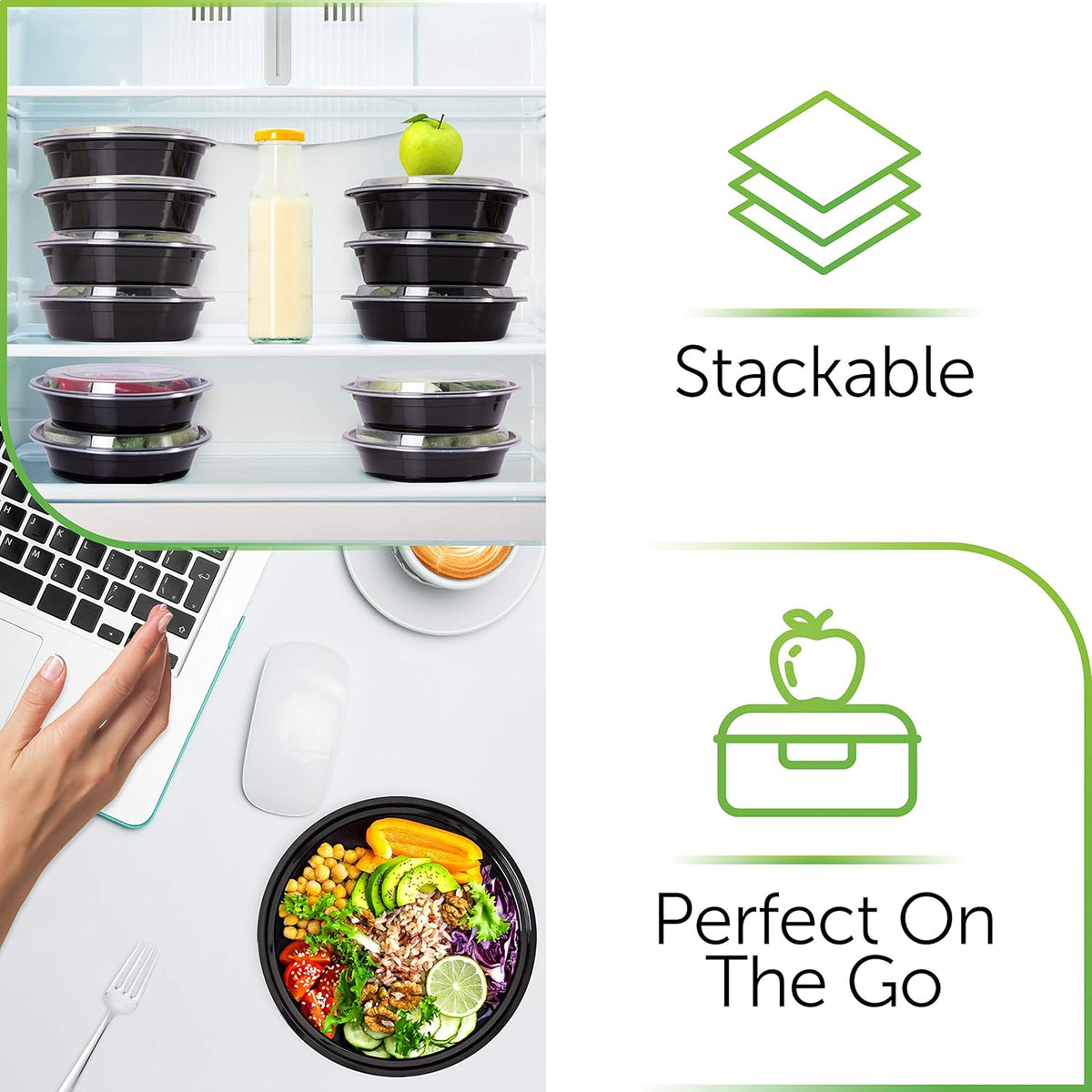 Round Meal Prep Containers, 30 Pack — view 5