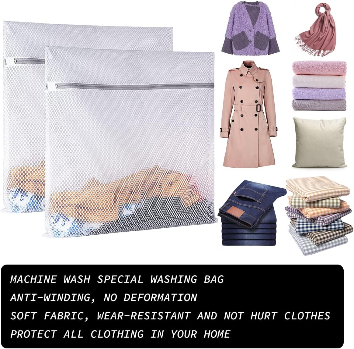 A mesh bag going into a washing machine drum