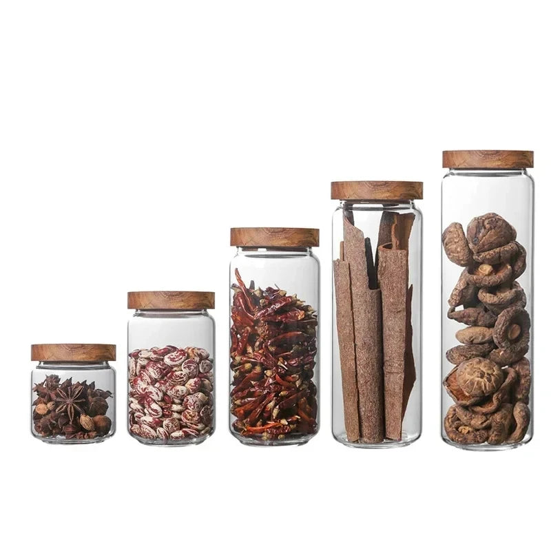 All six jar sizes lined up on white, showing the 250ml to 1.55L range