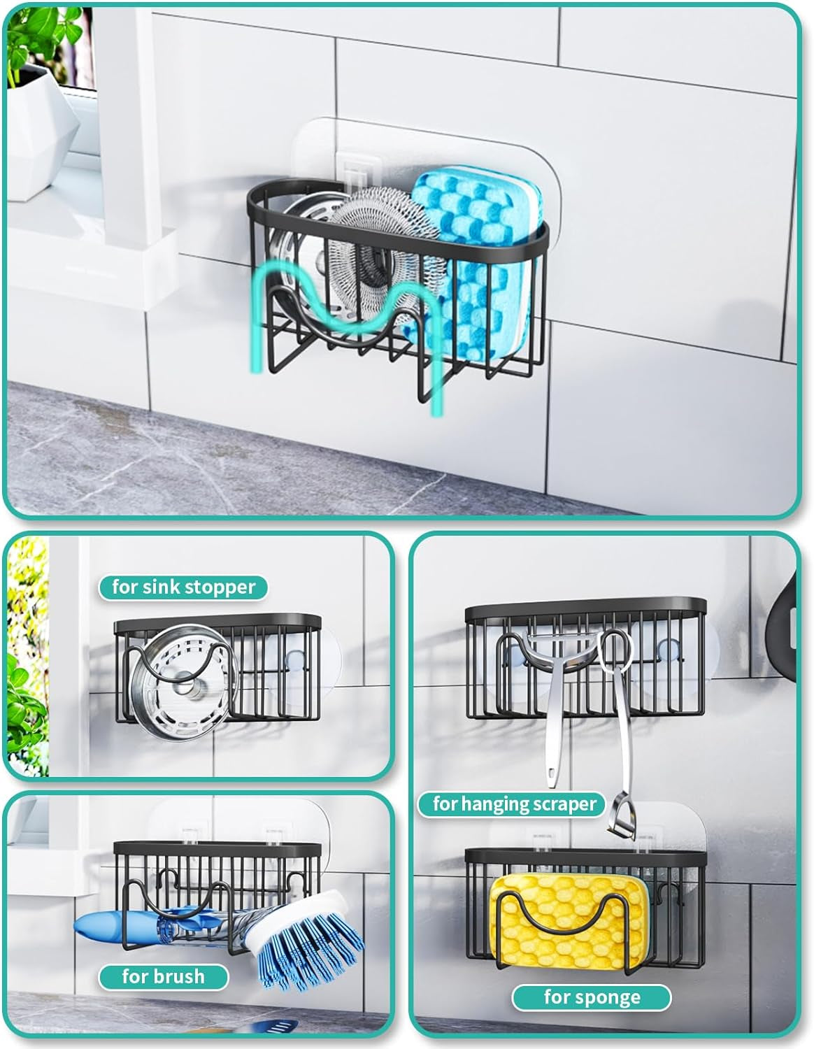 M-Shaped Sink Caddy, Stainless Steel — view 2