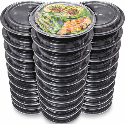 Round Meal Prep Containers, 30 Pack
