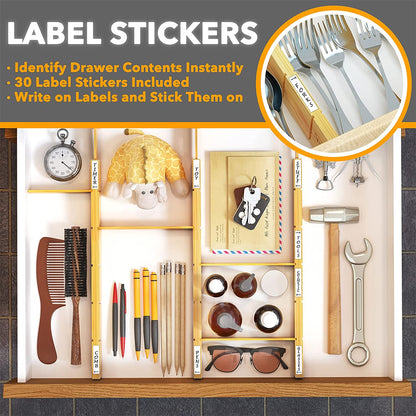 Bamboo Drawer Dividers with Labels, Set of 4 — view 3